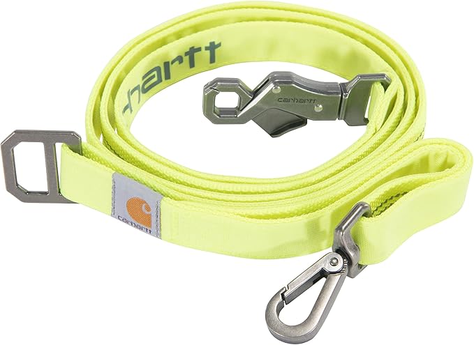 Carhartt Pet Durable Nylon Duck Leashes for Dogs, Reflective Stitching for Visibility, Brite Lime, Small