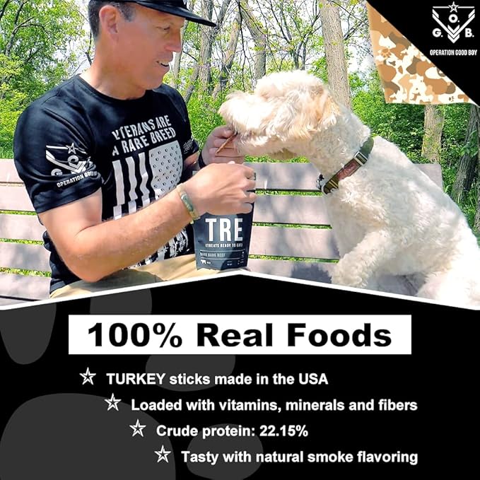 Operation Good Boy Dog Treats - Turkey Sticks Ruck Up Rounds | Natural, Farm-Raised Meat - Vet-Formulated AAFCO approved ingredients | Perfect Training Treats for Medium to Large Dogs