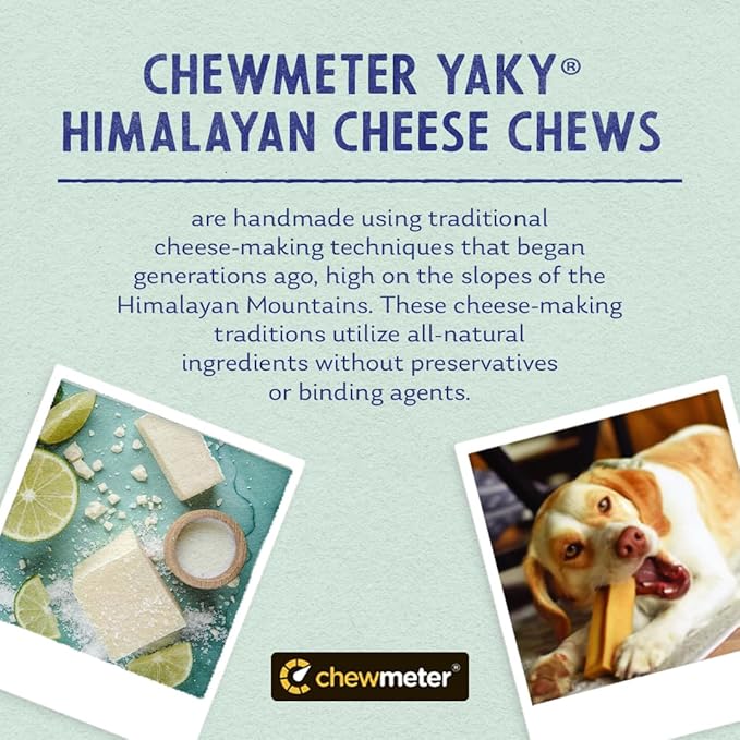 Chewmeter Yaky Himalayan Yak Cheese Dog Chews, Dog Bones for Aggressive Chewers, Healthy Dog Treats, Long Lasting, Natural, Rawhide Alternative, Grain Free, Dogs 65 lbs & Under, 3 Count (Pack of 1)