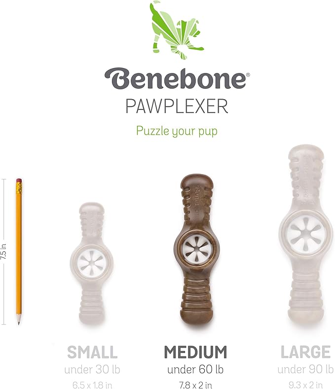 Benebone Pawplexer Interactive Treat Dispensing Tough Dog Puzzle Chew Toy, Made in USA, Medium, Real Bacon Flavor