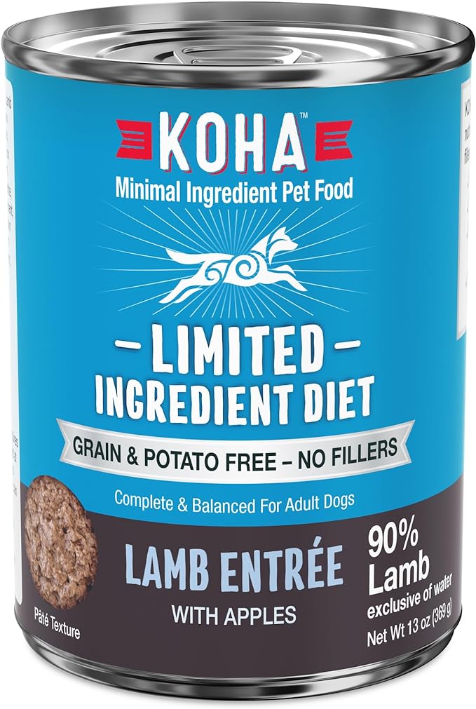 KOHA Limited Ingredient Diet Lamb Entrée for Dogs - Grain Free Wet Dog Food with No Fillers - Canned Dog Food Sensitive Stomach - 13 oz Pack of 12
