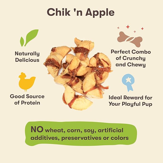 Pet ‘n Shape Chik 'n Apple Jerky - Natural Wrapped Dog Treats – 16 Oz