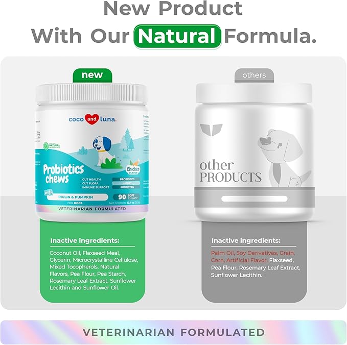 Probiotics for Dogs - 90 Soft Chews - Diarrhea & Gas Support for Dogs - with Honey, Pumpkin and Prebiotics for Dog Allergies, Bad Dog Breath & Constipation Support (Soft Chews)