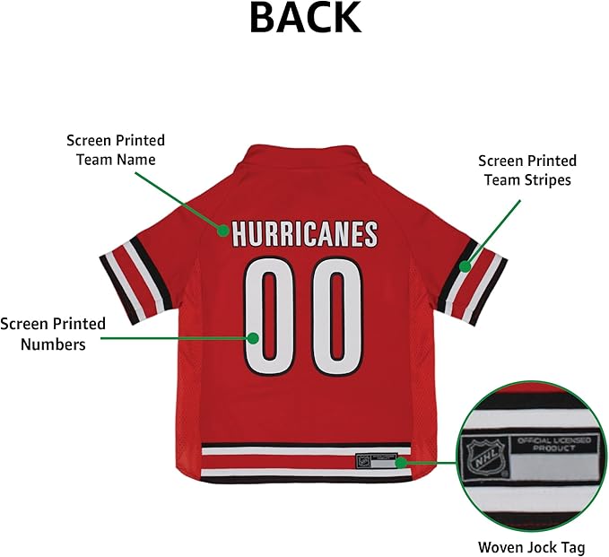 Pets First NHL Carolina Hurricanes Jersey for Dogs & Cats, Large. - Let Your Pet Be A Real NHL Fan!
