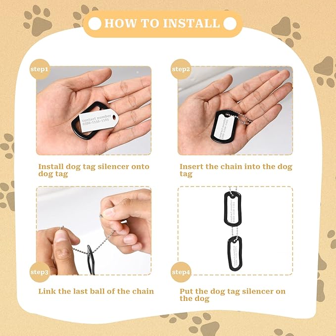 10 Pack Military Dog Tag Silencers, Military Engraved Dog Tag Silicone Case with 4 Chains Black Army Dog Tags Silencers for Authentic Military Id Tags Rubbers Case to Reduce Noise and Protect Tag