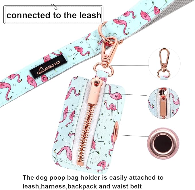 ARING PET Dog Waste Bag Dispenser, Cotton Doggy Poop Bags Holders Attach to Any Leashes, Portable Washable Plaid Pet Waste Pouch Dispenser with Metal Zipper