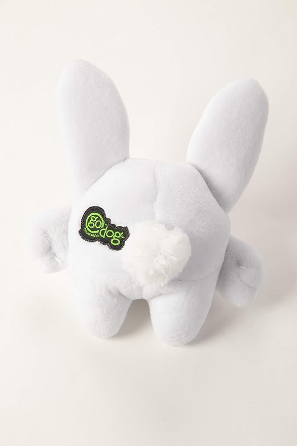 goDog Big Nose Bunny Squeaky Plush Dog Toy, Chew Guard Technology - White, Small