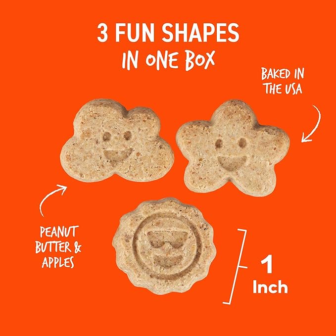 Cloud Star Wag More Bark Less Grain Free Mini Biscuits, Bite Sized Crunchy Dog Treats, 7oz Bag, Peanut Butter & Apples, 7 oz.