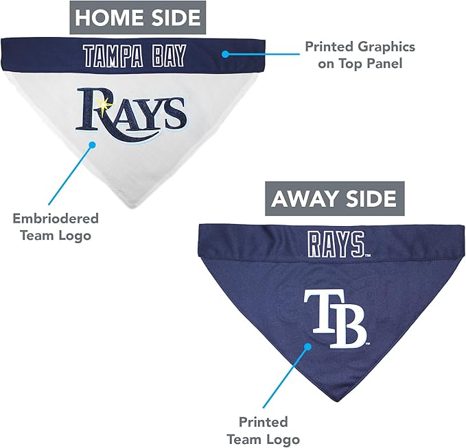 Pets First RAY-3217-S-M MLB Dog Bandana - Tampa Bay Rays Reversible Pet Bandana, Small/Medium, MLB Team Color