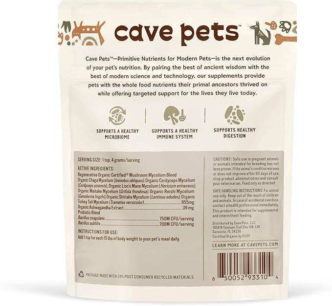 Super Blend Powder, Dog Probiotic Supplement for Immunity and Digestive Health Support, Multi-Shroom & Probiotics