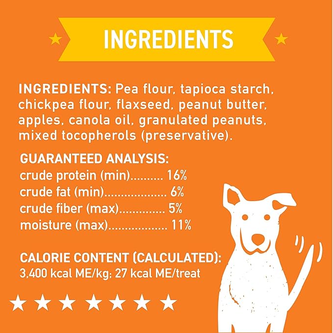 Cloud Star Wag More Bark Less - Dog Treats - Crunchy Biscuits - Grain Free Peanut Butter & Apples - 2.5 lb Pouch