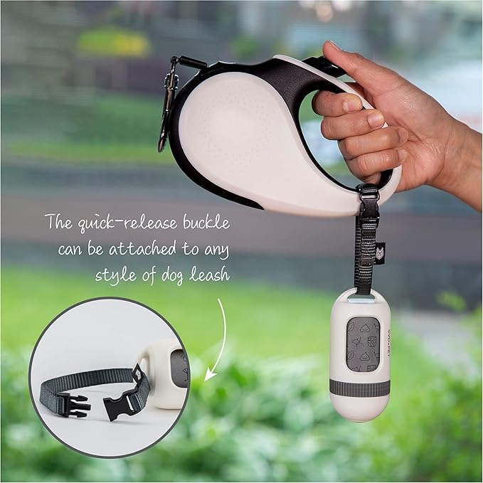 SVD.PET poop bag Dispenser, Retractable waste bag Fits Any Dog Leash, Compostable, poop bag Holder, Dog Walking Accessory (Pearl White)