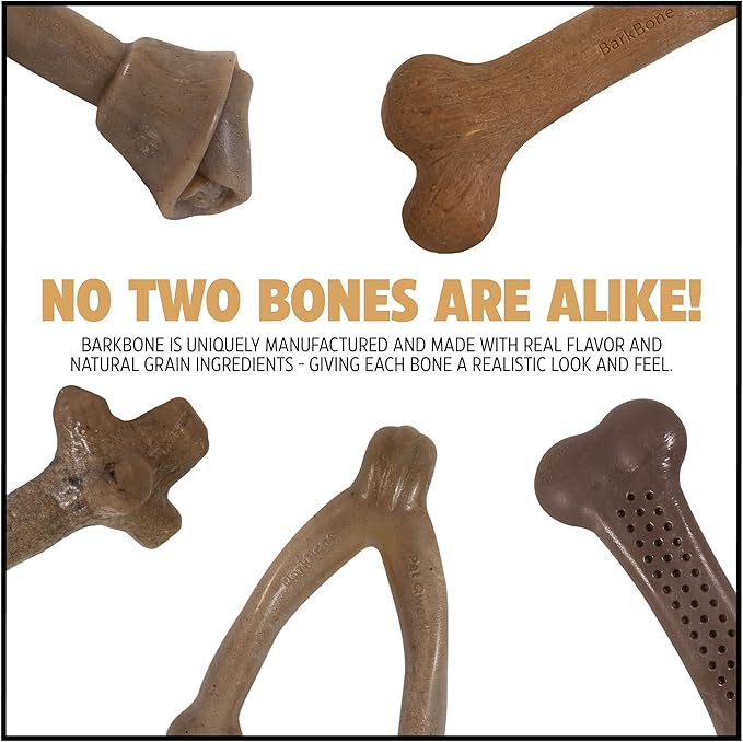 Pet Qwerks Wishbone BarkBone - Nylon Chew Toy for Aggressive Chewers - Bacon Flavor - 8.25"