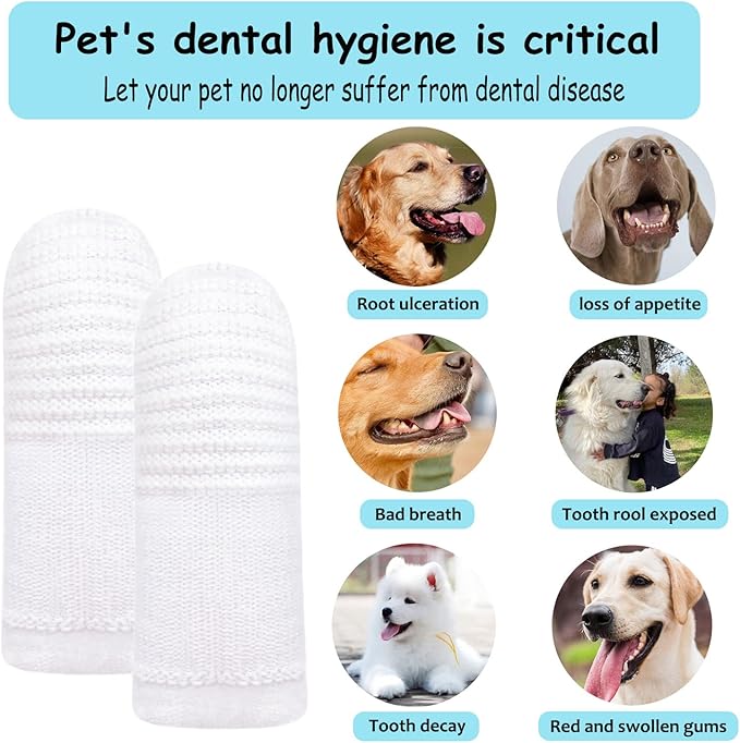 20 PCS Dog Toothbrush Pet Toothbrush Finger Toothbrush cat Toothbrush Washable & Comfortable & Durable 1 Set for 2 Fingers(20)