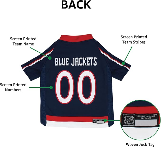 Pets First NHL Columbus Blue Jackets Jersey for Dogs & Cats, Small. - Let Your Pet Be A Real NHL Fan!