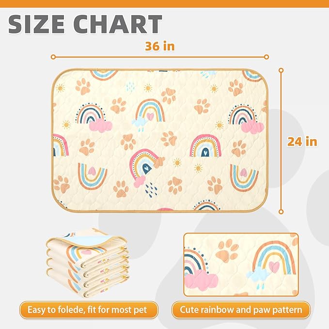KOOLTAIL Washable Pee Pads for Dogs, 4 Packs 24*36in Reusable Super Absorbent Dog Whelping Training Pads, Crate Pads for Puppy Cages, Nonslip Waterproof Large Dog Mats for Floors Bed Playpen Car Sofa