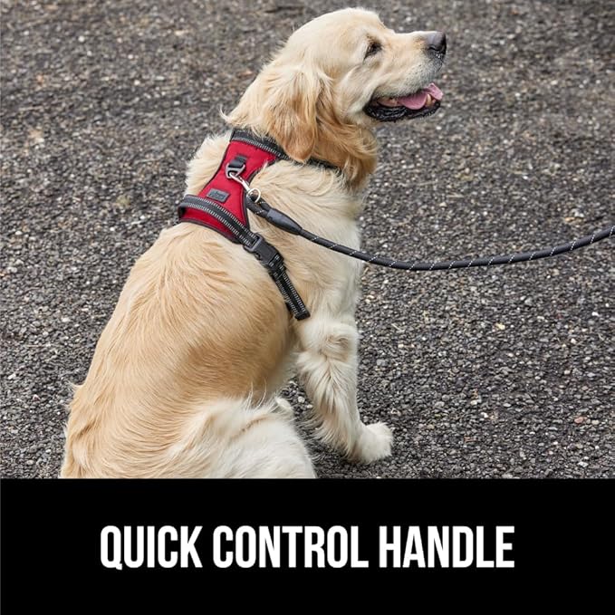Gorilla Grip No Pull Comfortable Durable Dog Harness with Handle, Pet Leash Clips on Chest or Back for Walking, Padded Mesh Pets Vest, Adjustable Reflective Straps, Puppy Training, Red
