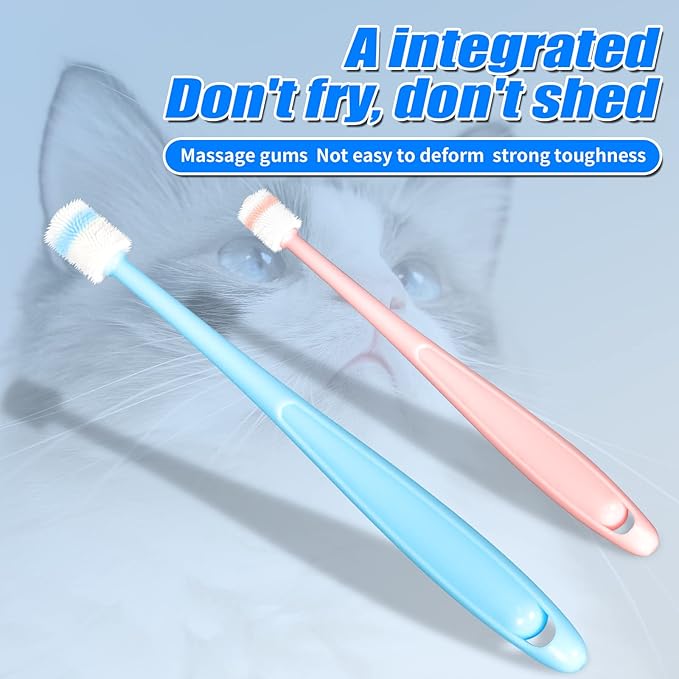 2 PCS Small dog & Cat Dental Care Tooth Brushing Kit,2 PCS 360 Degree Soft Silicone,Independent Packaging,360°Pinching Teeth for Easy Puppy Teeth Cleaning
