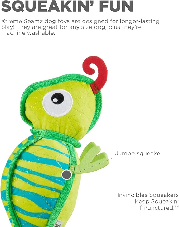 Outward Hound Xtreme Seamz Lizard Squeaky Durable Dog Toy