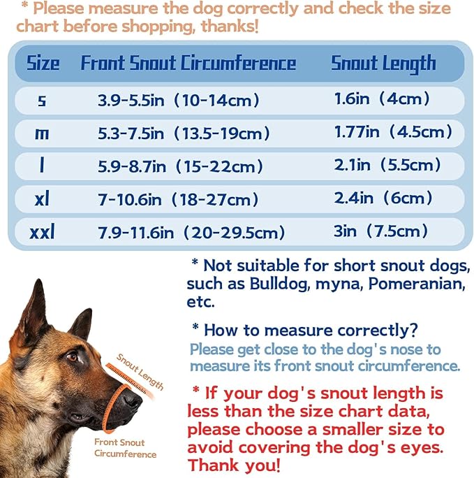 Dog Muzzle, Soft Muzzle for Medium Large Sized Dog to Anti and Prevent Biting Barking Chewing, Air Mesh Large No Barking Muzzle with Reflective & Adjustable Strap (Suitable for all dog sizes)
