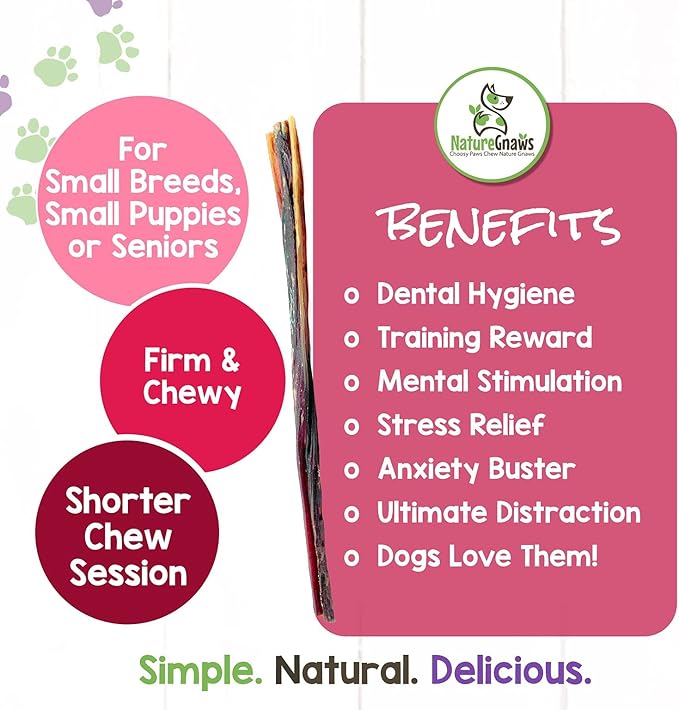 Nature Gnaws Pork Bully Sticks for Dogs - Premium Natural Dental Bones - Long Lasting Dog Chew Treats for Small Dogs & Puppies - Rawhide Free 15 Count (Pack of 1)