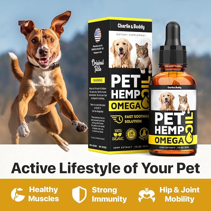Charlie&Buddy Hеmp Oil for Dogs - Omega 3,6,9 for Skin, Coat, Anxiеty Relief and Jоint Pаin
