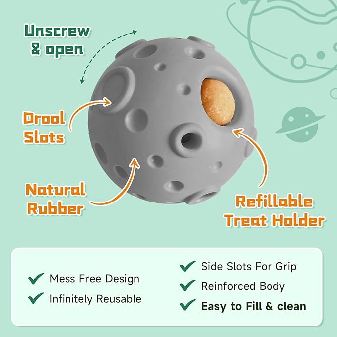 Dog Chew Toys,Treat Tray for Frozen Dog Food,Long-Lasting Durable Fillable Dog Treat Dispensing Dog Toy,Freezable Fillable Rubber Dog Toys with Silicone Treat Tray (Gray&Treat Mold)