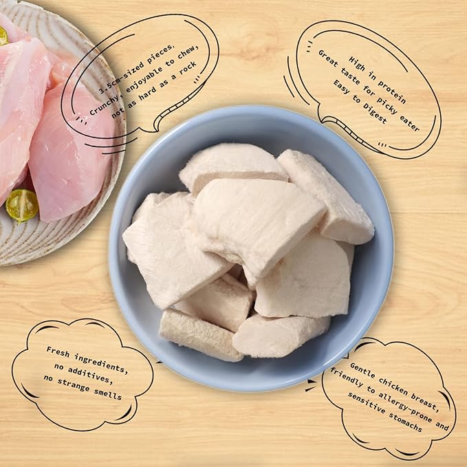 Freeze Dried Dog Treats - 100% Chicken Breast Grain Free - Natural Balanced Single Ingredient Raw Dog Snacks - Dry Dog Food Topper 115g/4.1oz
