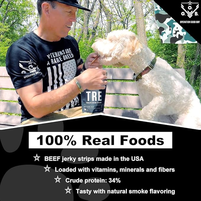 Operation Good Boy Dog Treats - Beef Jerky Strips Stars & Strips | Natural, Farm-Raised Meat - Vet-Formulated AAFCO Approved Ingredients | Perfect Training Treats for Medium to Large Dogs