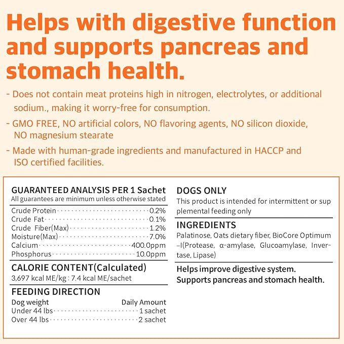 Enzyme for Dogs Digestive Enzyme Supplements for Dogs with Protease, Amylase, Lipase - Promotes Digestion and Improves Nutrient Absorption - 30 Individually Packaged (1 Pack)