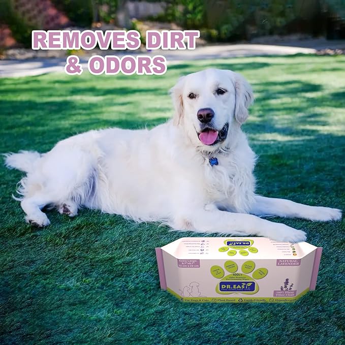 DR.EASY Lavender 200ct Scent Pet Wipes for Dogs and Catsļ¼Ears, Face, Butt, Body and Eye āConvenient, Natureļ¼Home or Travelļ¼Best Pet Supplies