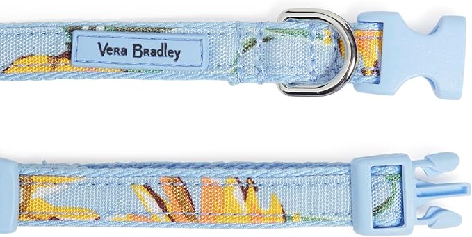 Vera Bradley Women's Recycled Lighten Up Water-repellent Adjustable Pet Collar, Sunflower Sky, Small