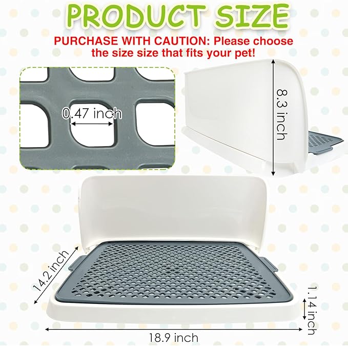 Hamiledyi Dog Potty Tray, Pet Dog Pee Pad Holder, 19"x14" Puppy Training Pad Holder Dog Toilet Pad Mesh Training Toilet Portable Dog Litter Box for Small and Medium Dogs, Puddy,Bunny, Cats (Gray)