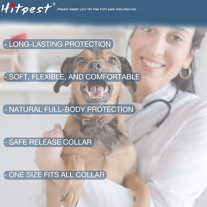 Flea and Tick Collar for Large Dog, 12-Month Full-Body Protection, Natural Ingredients, Free Flea Comb and Tweezers Included, 2 packs