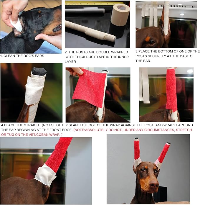 ziyue Doberman Dog Ear Posting Kit, Dog Ear Stand Up Support Tool, Dog Ear Tap for Doberman Pinscher Dog