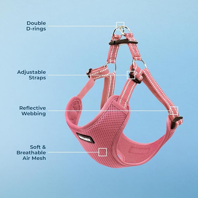 Best Pet Supplies Voyager Adjustable Dog Harness with Reflective Stripes for Walking, Jogging, Heavy-Duty Full Body No Pull Vest with Leash D-Ring, Breathable All-Weather - Harness (Pink), XL