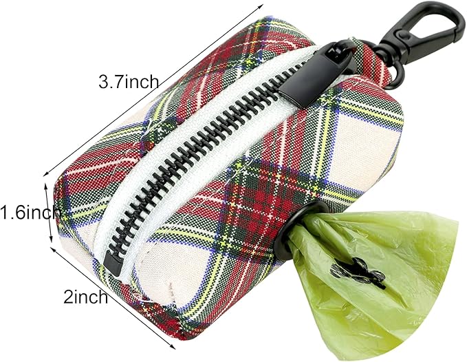 ARING PET Dog Poop Bag Dispenser, Cotton Doggy Poop Bags Holders Attach to Any Leashes, Portable Washable Christmas Pet Waste Pouch Dispenser with Metal Zipper