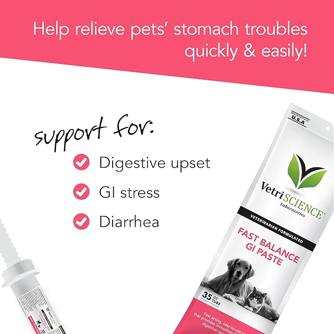 VetriScience Fast Balance GI Paste for Dogs and Cats, 35cc - Gastro Intestinal Support for Gut Health and Food Sensitivites