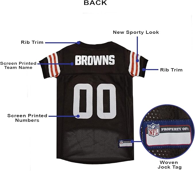 NFL Cleveland Browns Dog Jersey, Size: Large. Best Football Jersey Costume for Dogs & Cats. Licensed Jersey Shirt