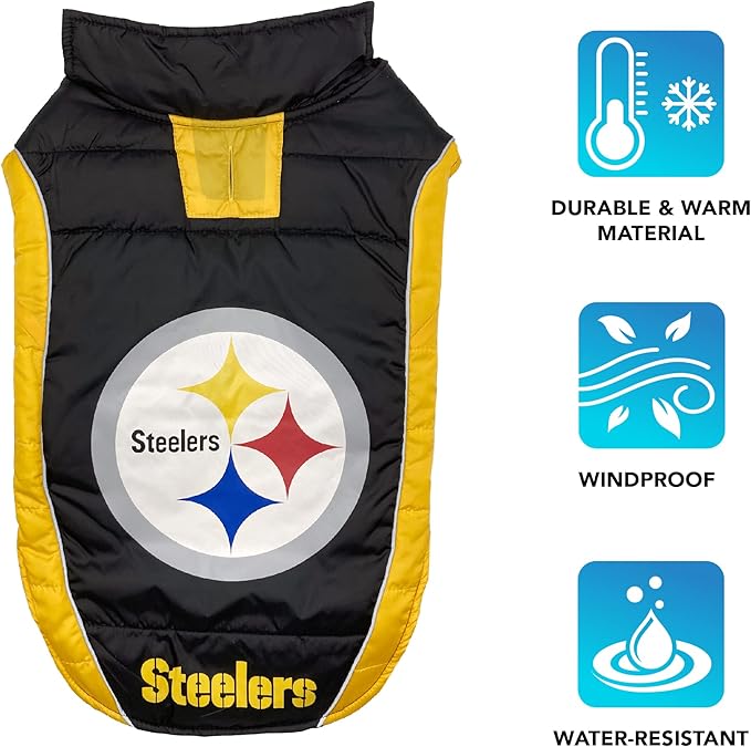 Pets First Pets NFL Licensed Dog & Cat Vest Pet Puffer Down Coat Jacket, Team Color, Large US