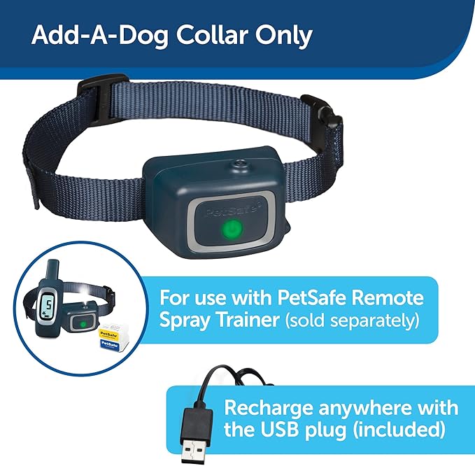 PetSafe Remote Spray Trainer, Add-A-Dog Training Collar - 3 Modes: Tone, Vibration or Spray -Rechargeable and Water-Resistant – Includes Citronella and Unscented Spray Refills & USB Charging Cable
