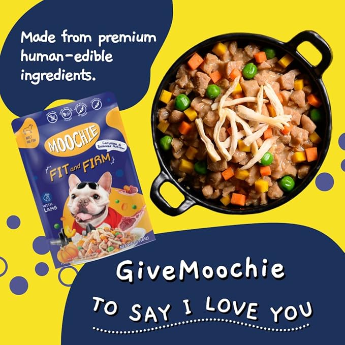 MOOCHIE Fit and Firm Wet Dog Food - Grain Free Wet Dog Food - Made with Real Beef and Vegetables - No Added Preservatives or Artifical Flavors - Suitable for Small Adult Breeds - 12 x 85g Pouch