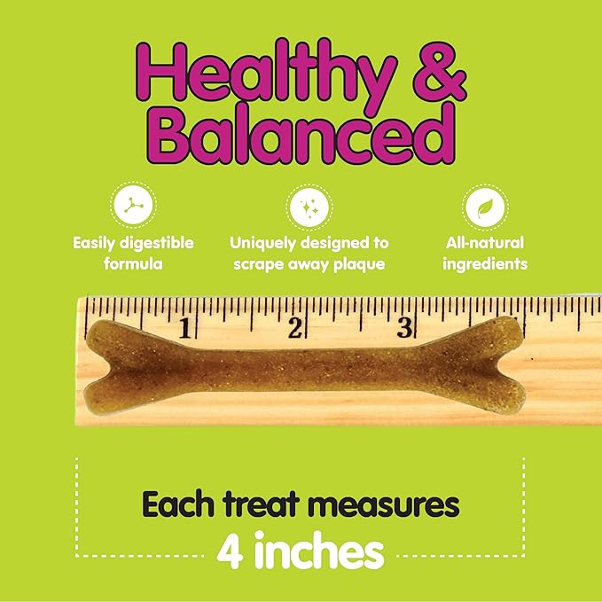 Belly Bones for Dogs, 8 Yogurt Flavor Medium Dog Dental Treats (Made in USA) - 8 Count Dog Treats for Medium Dogs - Plaque and Tartar Control for Fresh Breath, Digestive Health Support