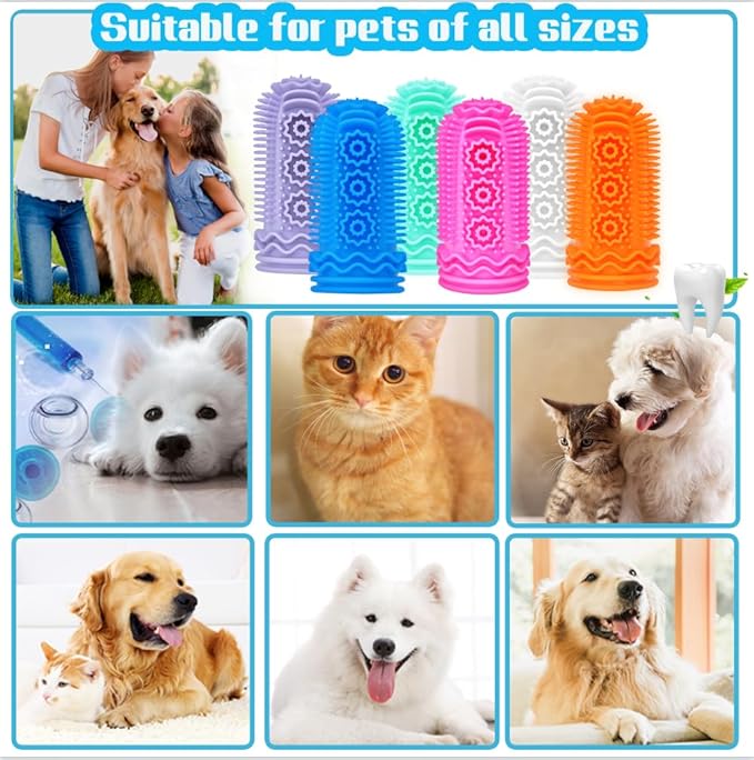 Dog Toothbrush,Dog Tooth Brushing Kit,Dog Finger Toothbrush for Dog Teet Cleaning Dental Cares,6 Pcs