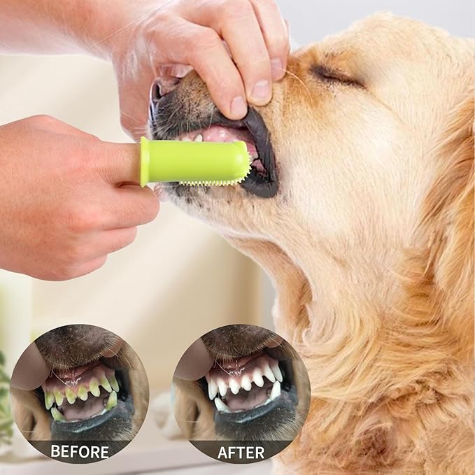 4Pack Dog Tooth Brushing Kit, Dog toothbrush for Pets, Puppy & Cat Dental Care for Teeth Cleaning