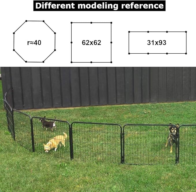 BMS Dog Playpen 8 Panels 40 Inches Dog Pen Extra Large Indoor Outdoor Back or Front Yard Cage Fencing Doggie Rabbit Cats Outside Fences with Door Fence Playpen Heavy Duty Exercise Pen Dog Crate, Black