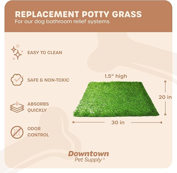 Downtown Pet Supply Replacement Dog Potty Grass, 20 x 30 - Washable Synthetic Grass Pad for Dogs, Suitable as Indoor or Outdoor Grass Pee Turf - Dog Housebreaking Supplies