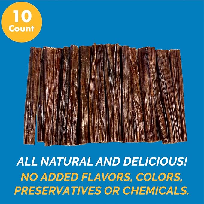 Beef Sticks for Dog - 100% Natural Esophagus Healthy Chews - Meat Jerky Snack for Dogs (6" - 10 Count Sticks)
