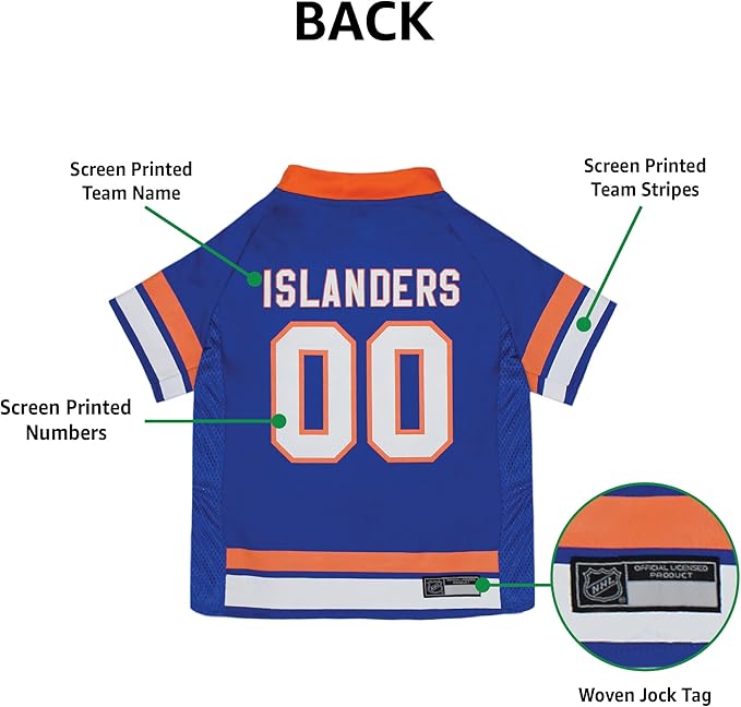 Pets First NHL New York Islanders Jersey for Dogs & Cats, X-Small. - Let Your Pet be a Real NHL Fan!