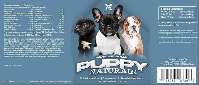 Puppy Naturals | Muscle Building Immunity Milk Replacer + 10 in 1 Puppy MultiVitamin Nutrient Chew | Veterinarian Formulated. Nutritional Support for Growing Puppies (60 Servings).